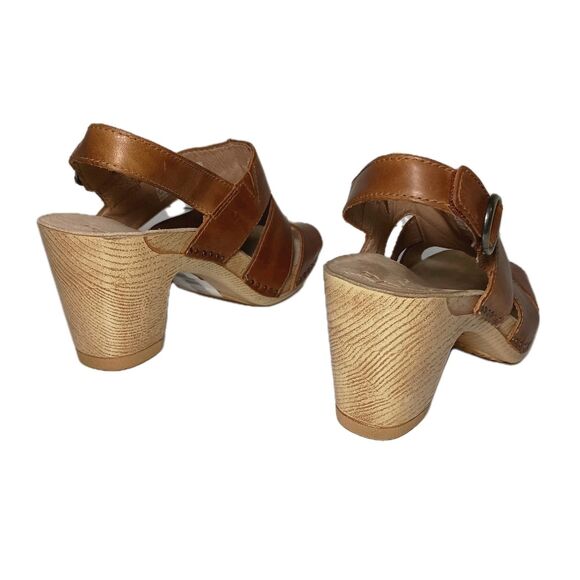 Dansko Tatiana Tan Pull Up Leather Sandals Size 36 Comfort Heel Slingback - Picture 3 of 16
